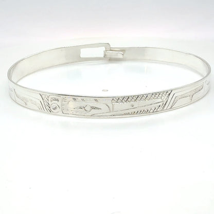 Bangle - Sterling Silver - 1/4" - Longer - Hummingbird