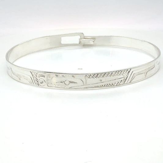 Bangle - Sterling Silver - 1/4" - Longer - Hummingbird