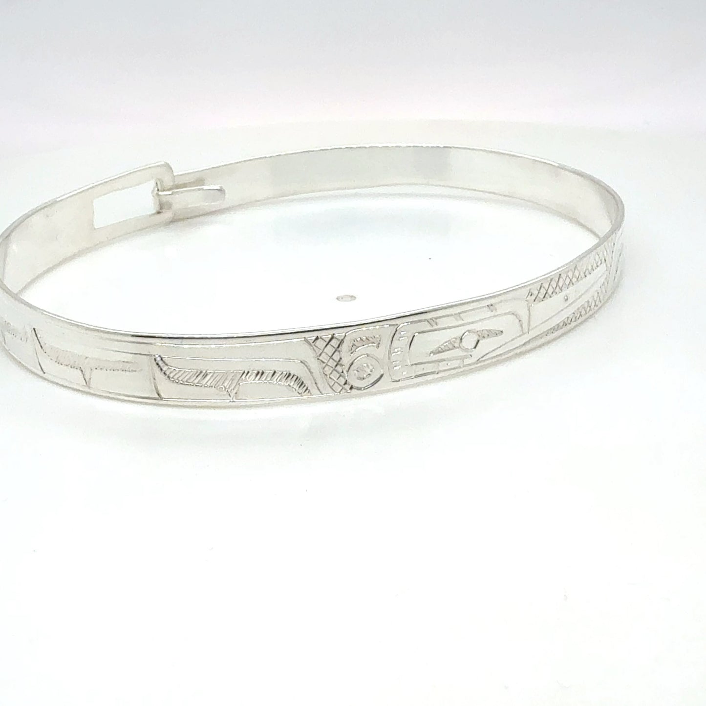 Bangle - Sterling Silver - 1/4" - Longer - Hummingbird