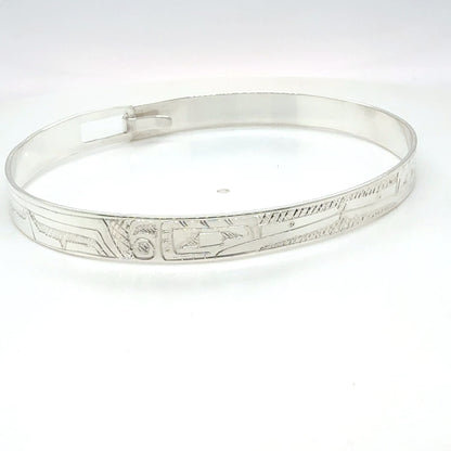 Bangle - Sterling Silver - 1/4" - Longer - Hummingbirds