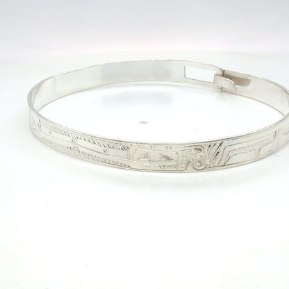 Bangle - Sterling Silver - 1/4" - Longer - Hummingbirds