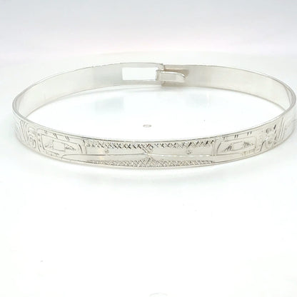 Bangle - Sterling Silver - 1/4" - Longer - Hummingbirds