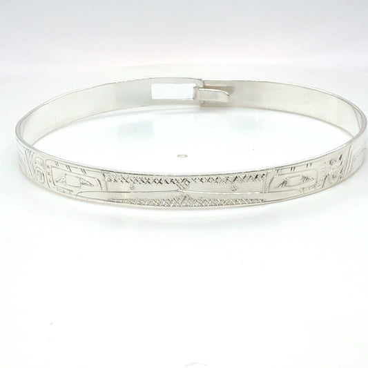 Bangle - Sterling Silver - 1/4" - Longer - Hummingbirds