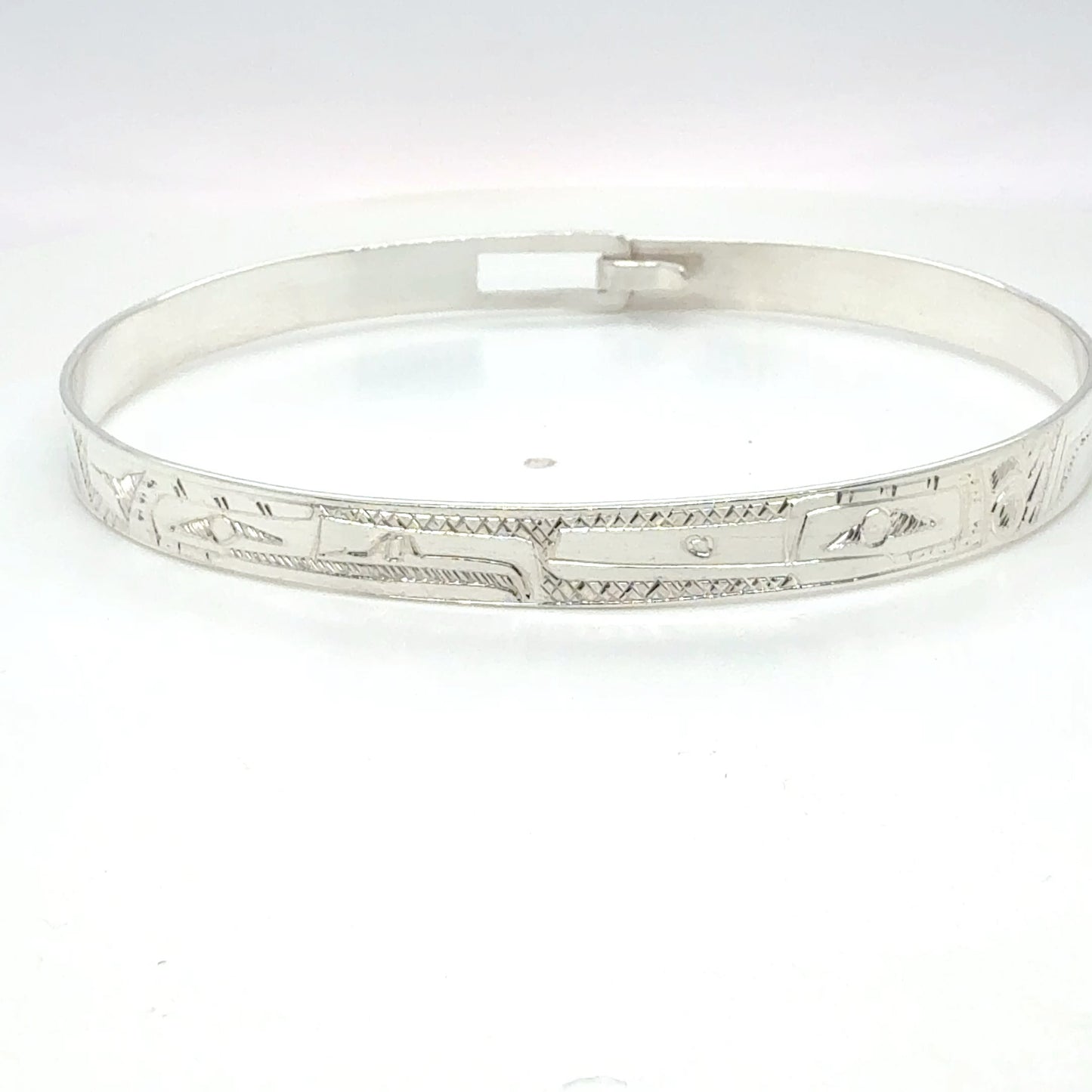 Bangle - Sterling Silver - 1/4" - Longer - Eagle & Hummingbird