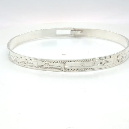 Bangle - Sterling Silver - 1/4" - Longer - Eagle & Hummingbird