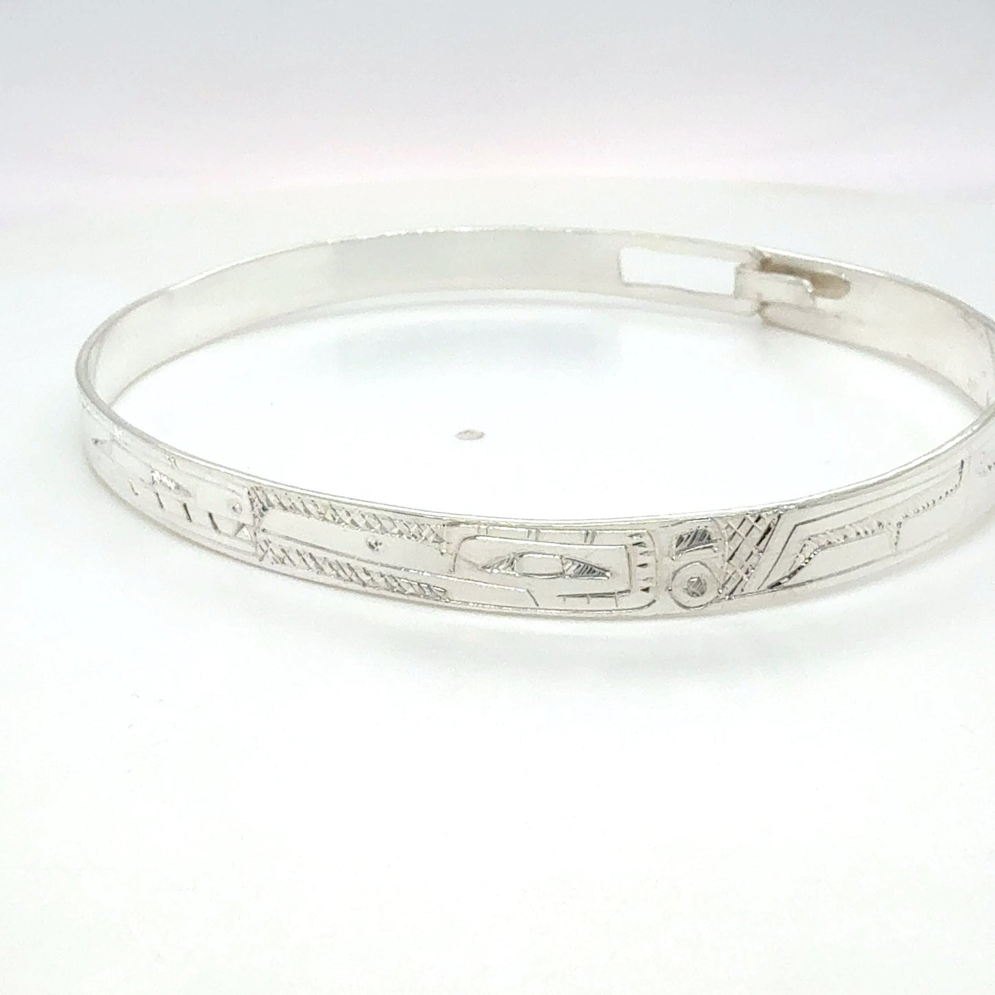 Bangle - Sterling Silver - 1/4" - Longer - Whale & Hummingbird