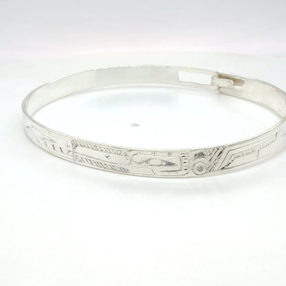 Bangle - Sterling Silver - 1/4" - Longer - Whale & Hummingbird