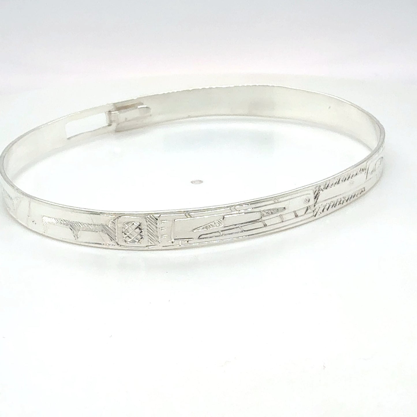 Bangle - Sterling Silver - 1/4" - Longer - Whale & Hummingbird