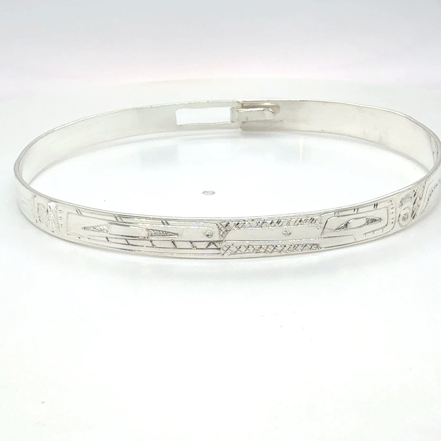 Bangle - Sterling Silver - 1/4" - Longer - Whale & Hummingbird
