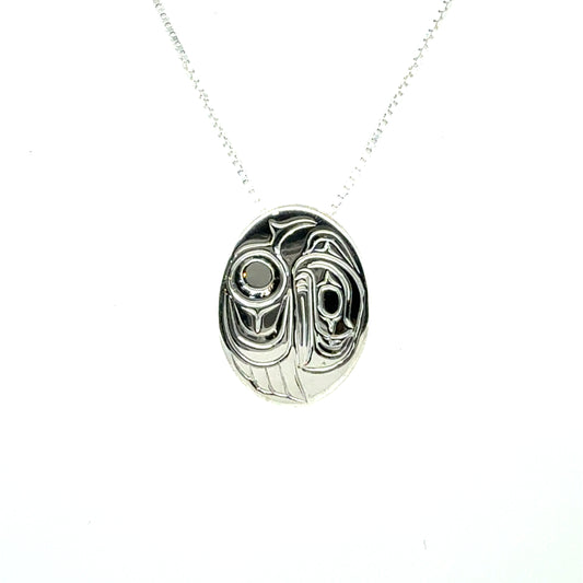 Pendant - Sterling Silver - Oval - Small - Raven