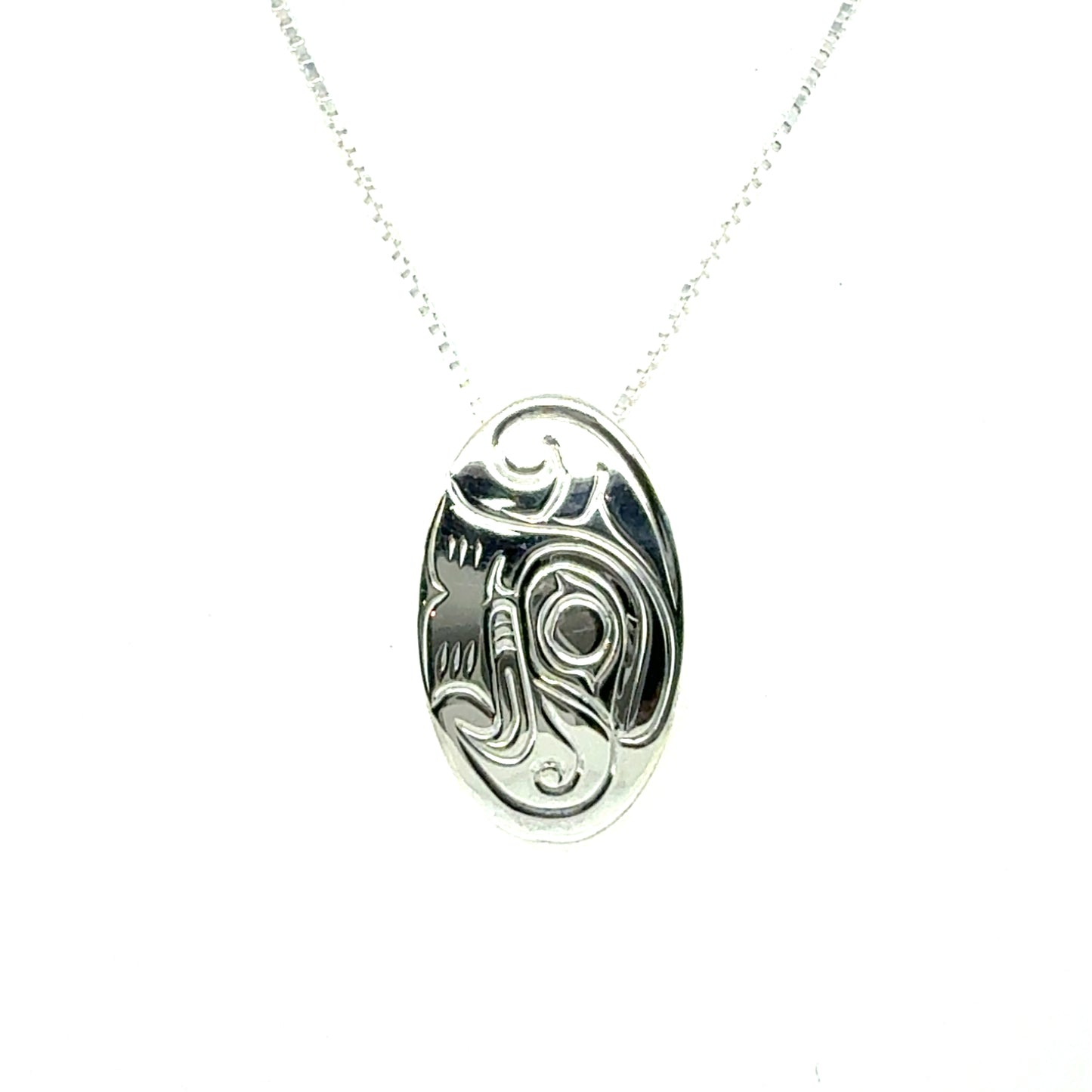 Pendant - Sterling Silver - Oval - Small - Thunderbird