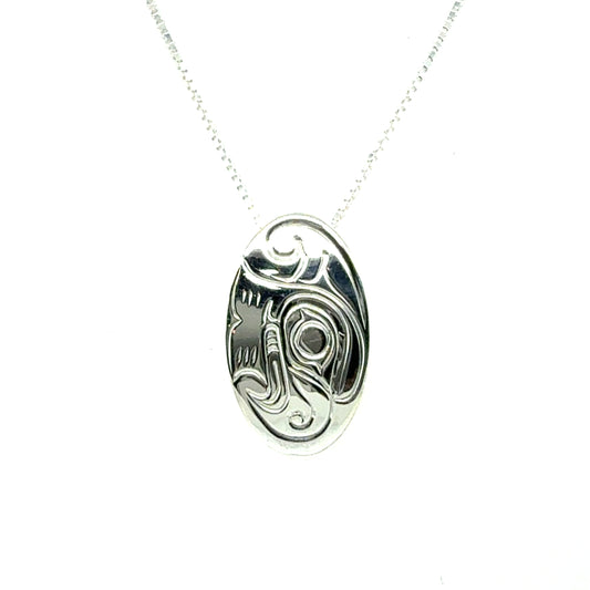 Pendant - Sterling Silver - Oval - Small - Thunderbird