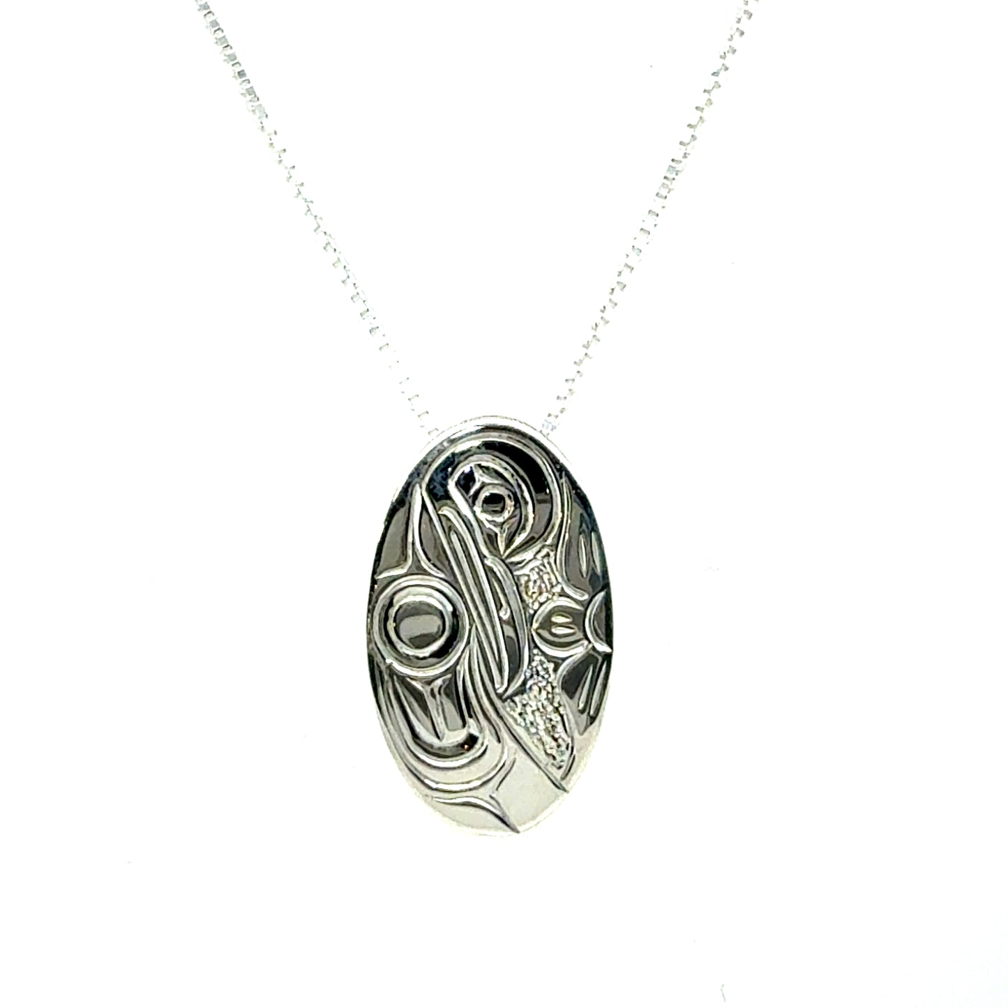 Pendant - Sterling Silver - Oval - Small - Hummingbird