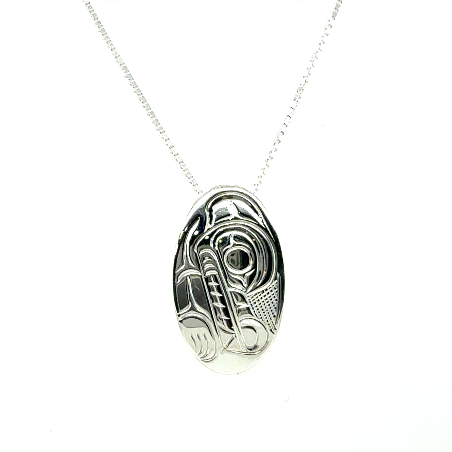 Pendant - Sterling Silver - Oval - Small - Wolf