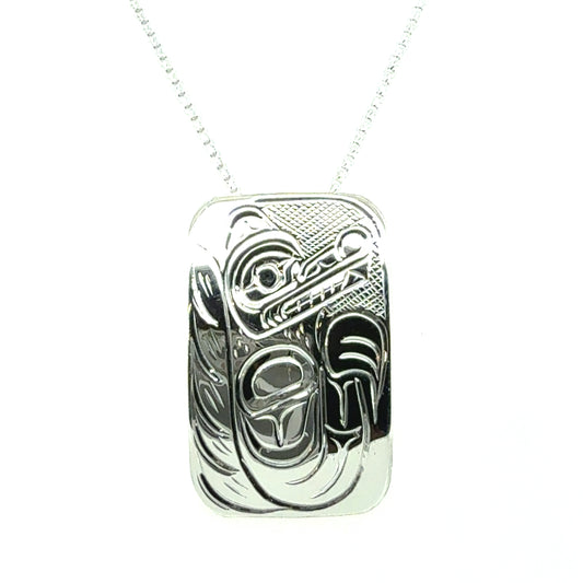Pendant - Sterling Silver - Rectangle - Wolf