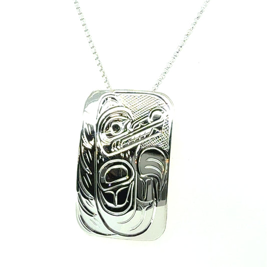 Pendant - Sterling Silver - Rectangle - Wolf