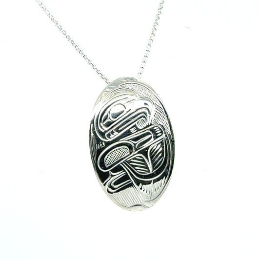 Pendant - Sterling Silver - Oval - Eagle
