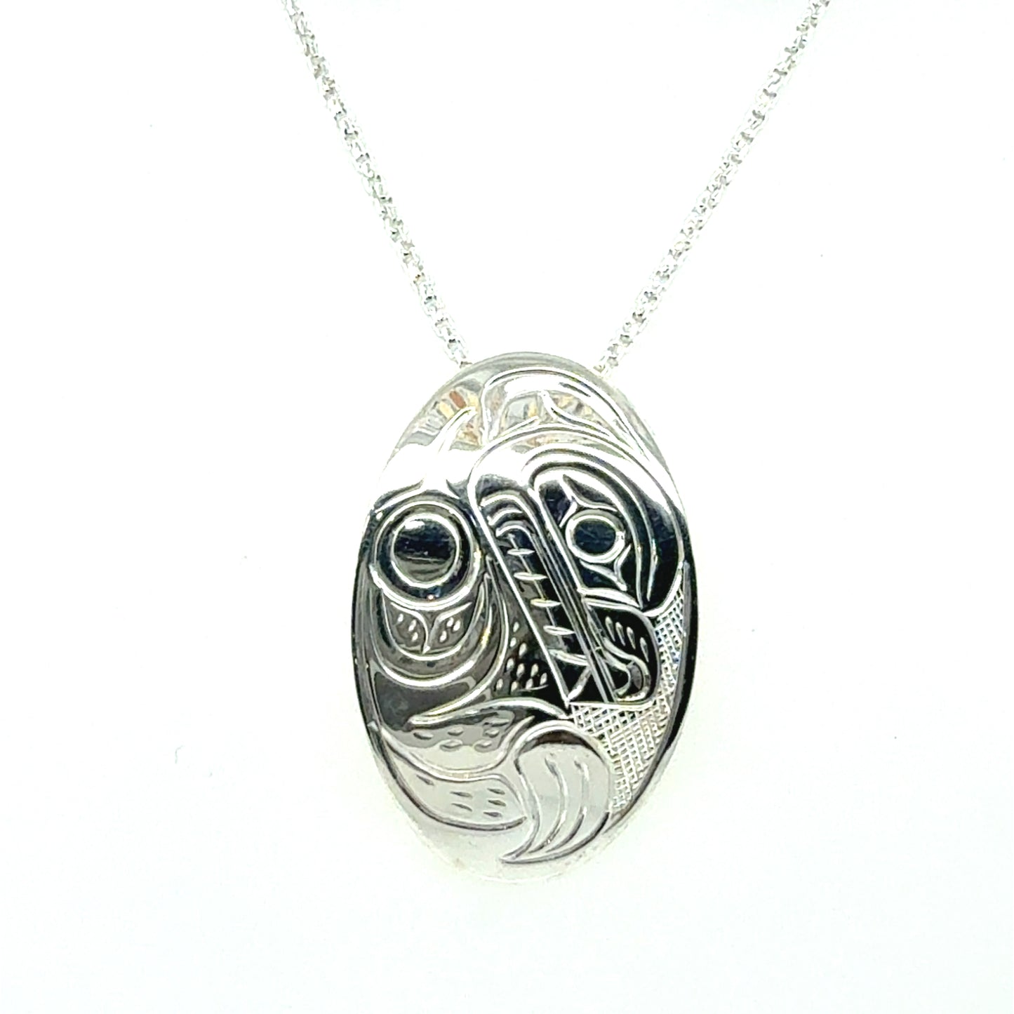 Pendant - Sterling Silver - Oval - Bear