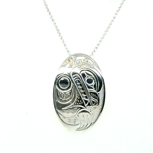 Pendant - Sterling Silver - Oval - Bear