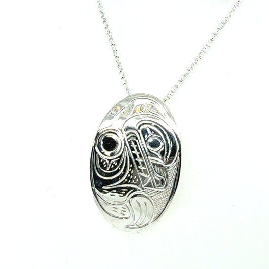 Pendant - Sterling Silver - Oval - Bear