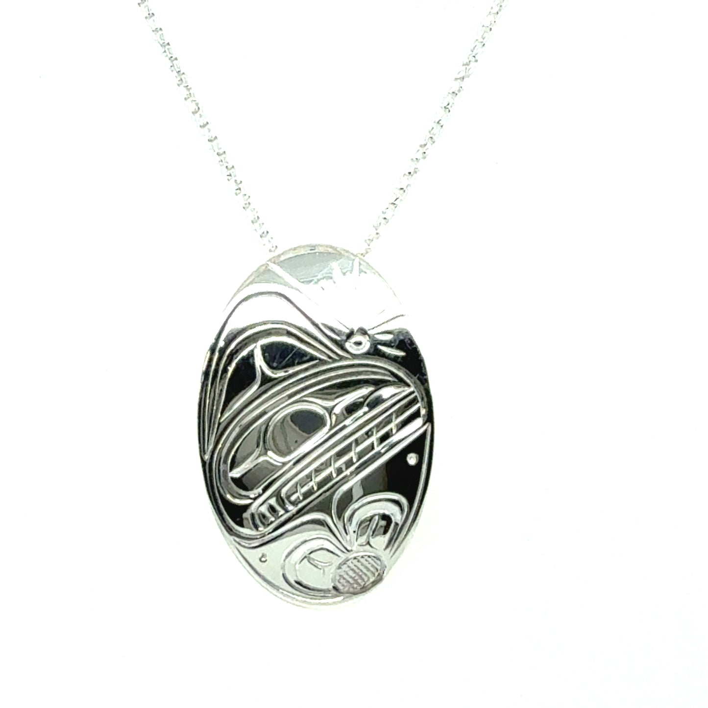 Pendant - Sterling Silver - Oval - Orca