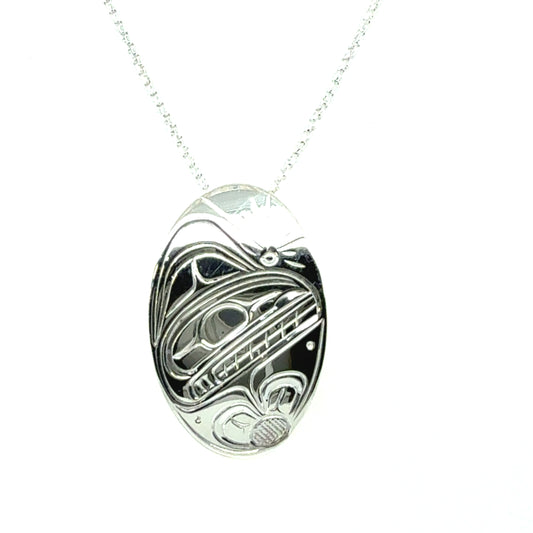 Pendant - Sterling Silver - Oval - Orca