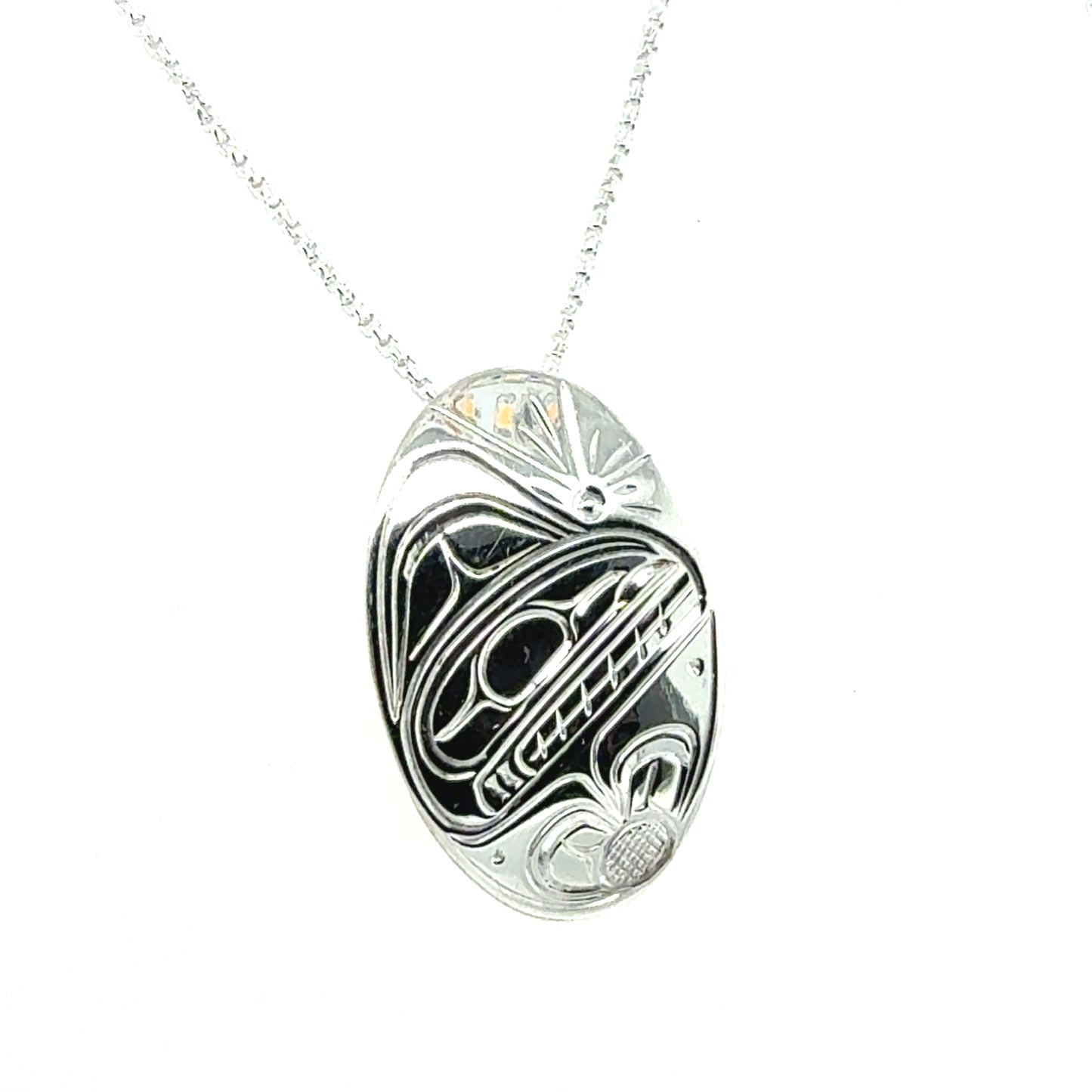 Pendant - Sterling Silver - Oval - Orca