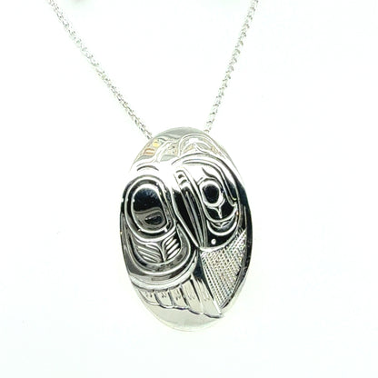 Pendant - Sterling Silver - Oval - Raven
