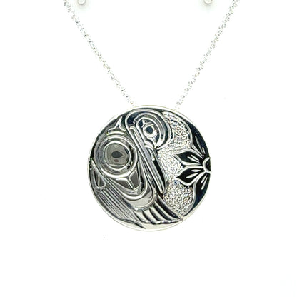 Pendant - Sterling Silver - Round - Hummingbird