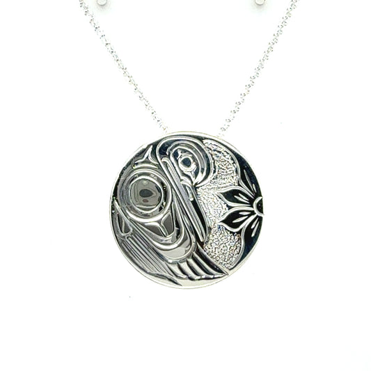 Pendant - Sterling Silver - Round - Hummingbird