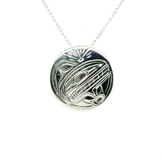 Pendant - Sterling Silver - Round - Orca