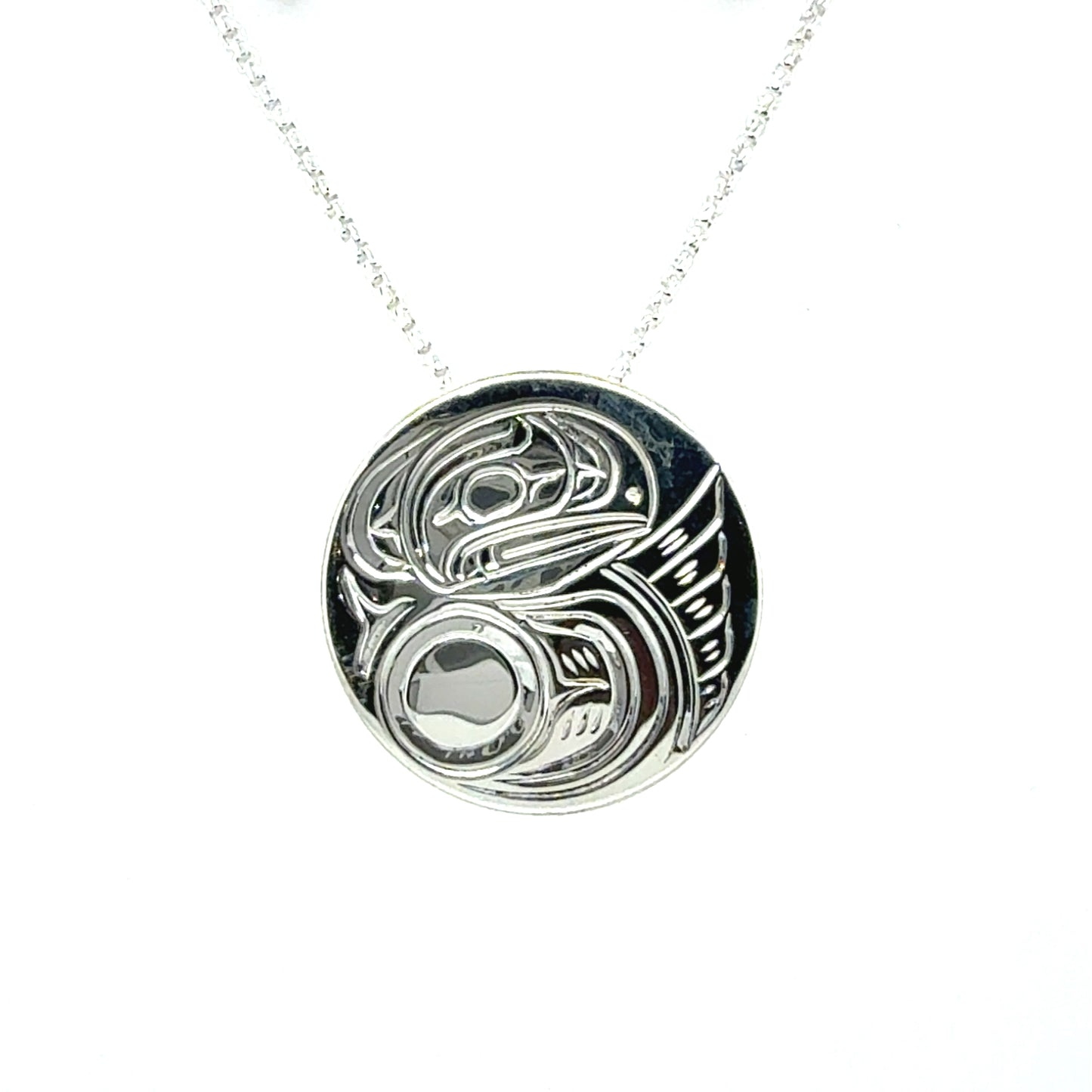 Pendant - Sterling Silver - Round - Raven