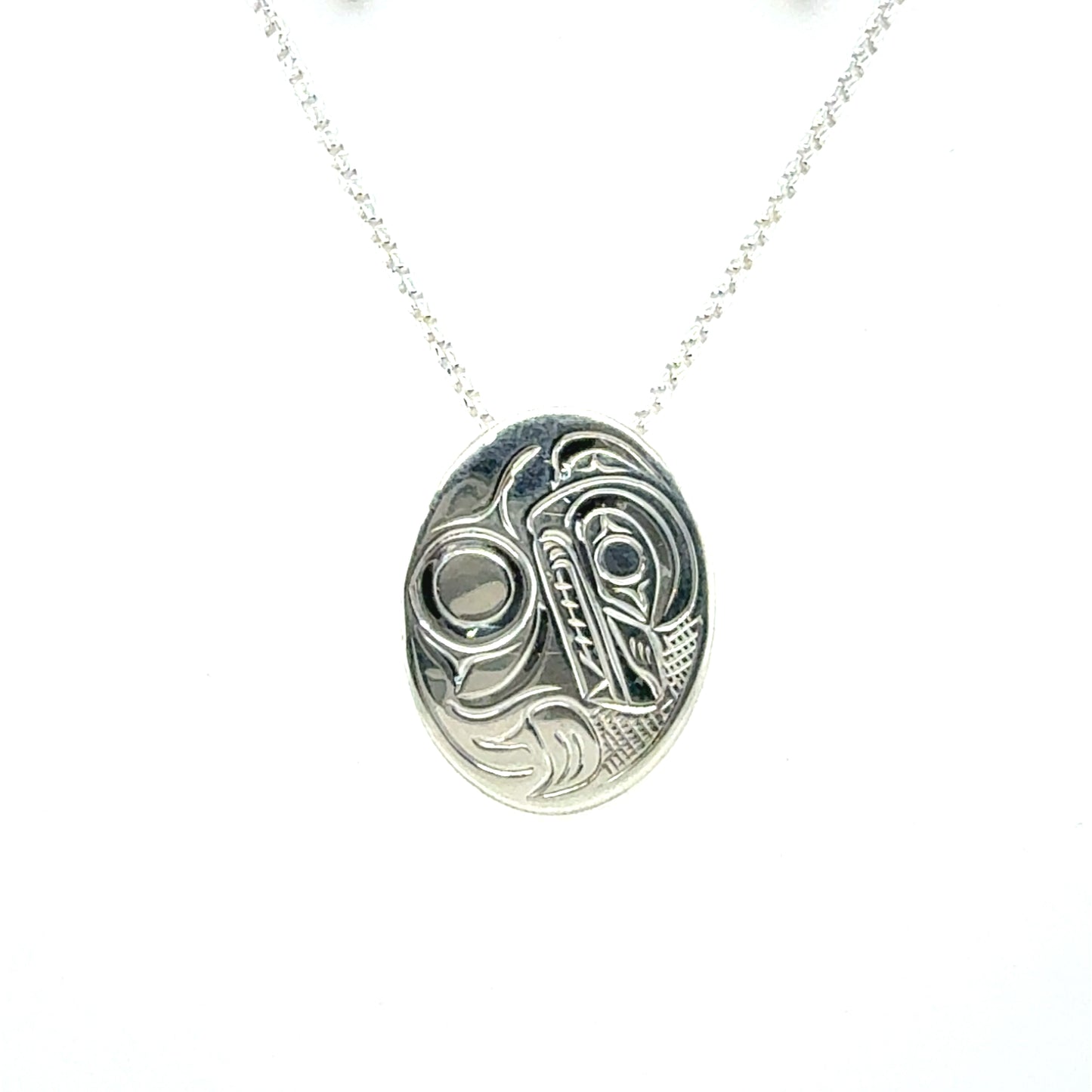 Pendant - Sterling Silver - Oval - Small - Bear
