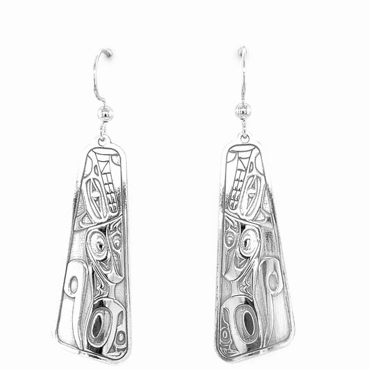 Earrings - Sterling Silver - Drop - Triangle - Long - Wolf - 41mm