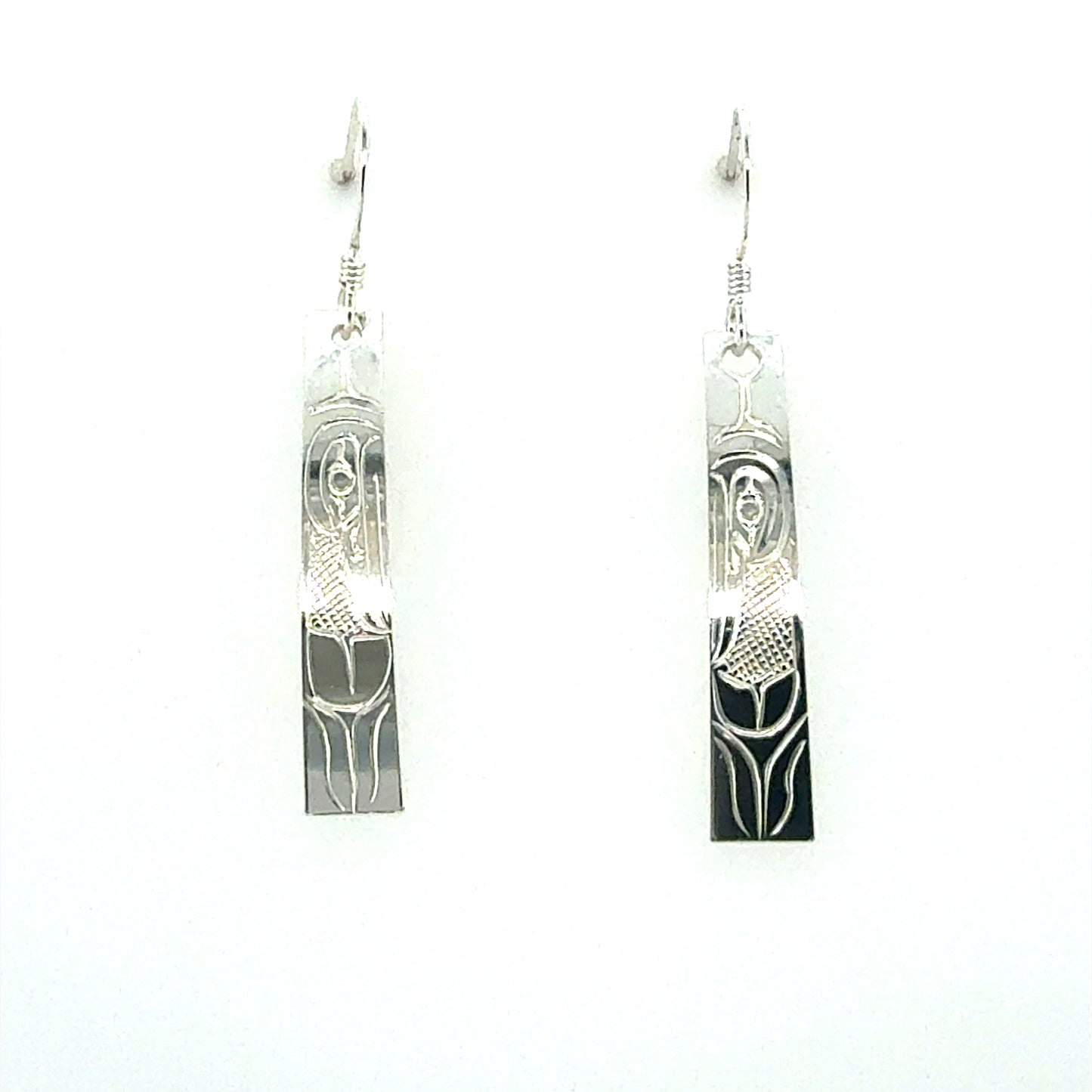 Earrings - Sterling Silver - Rectangle - Hummingbird