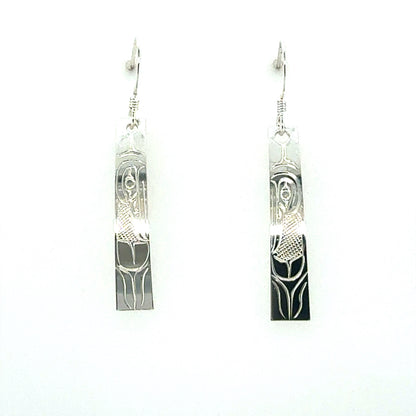 Earrings - Sterling Silver - Rectangle - Hummingbird