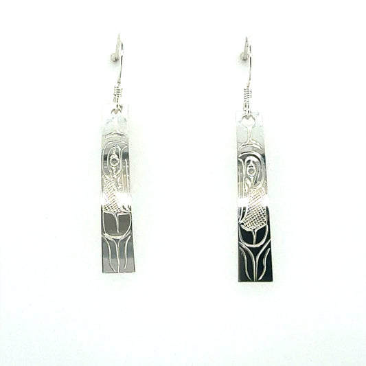 Earrings - Sterling Silver - Rectangle - Hummingbird