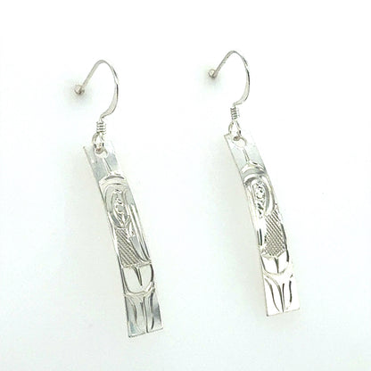 Earrings - Sterling Silver - Rectangle - Hummingbird