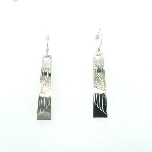 Earrings - Sterling Silver - Rectangle - Eagle