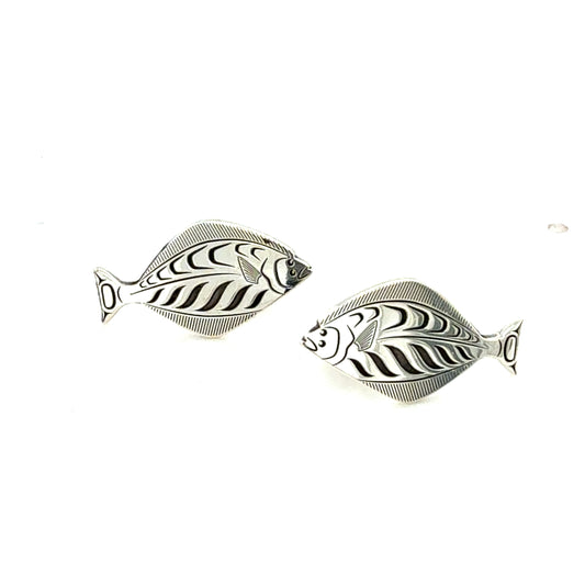Earrings - Sterling Silver - Studs - Halibut