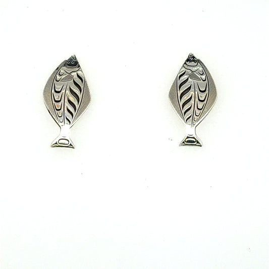 Earrings - Sterling Silver - Studs - Halibut