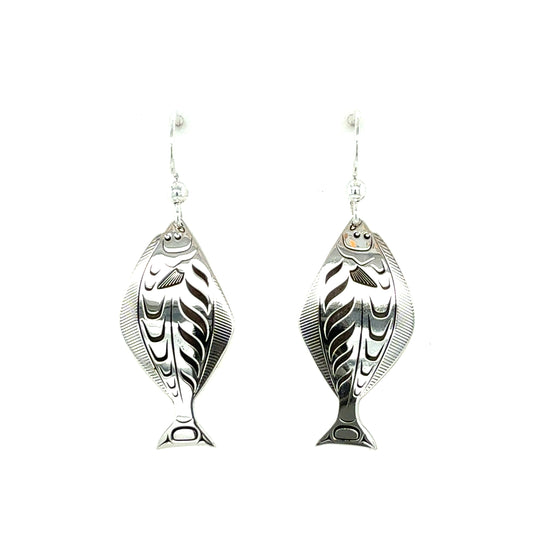 Earrings - Sterling Silver - Cutout - Halibut