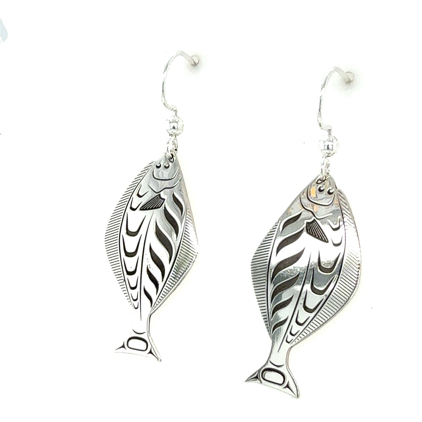 Earrings - Sterling Silver - Cutout - Halibut