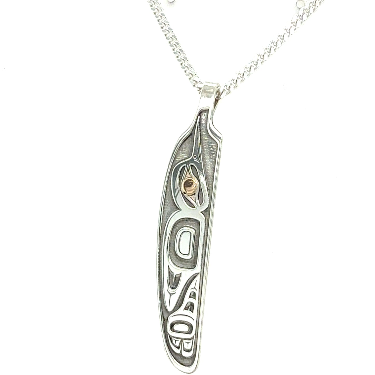 Pendant - Gold & Silver - Feather - Hummingbird