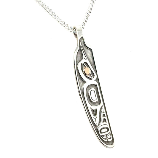 Pendant - Gold & Silver - Feather - Hummingbird