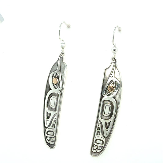 Earrings - Gold & Silver - Feather - Hummingbird