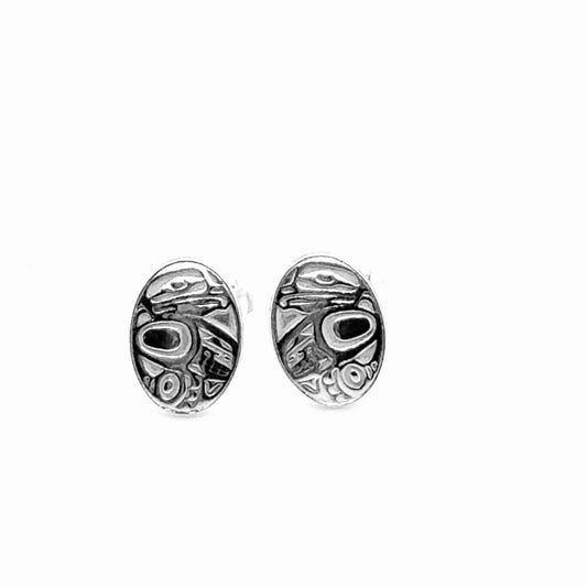 Earrings - Sterling Silver - Stud - Oval - Eagle - 10mm