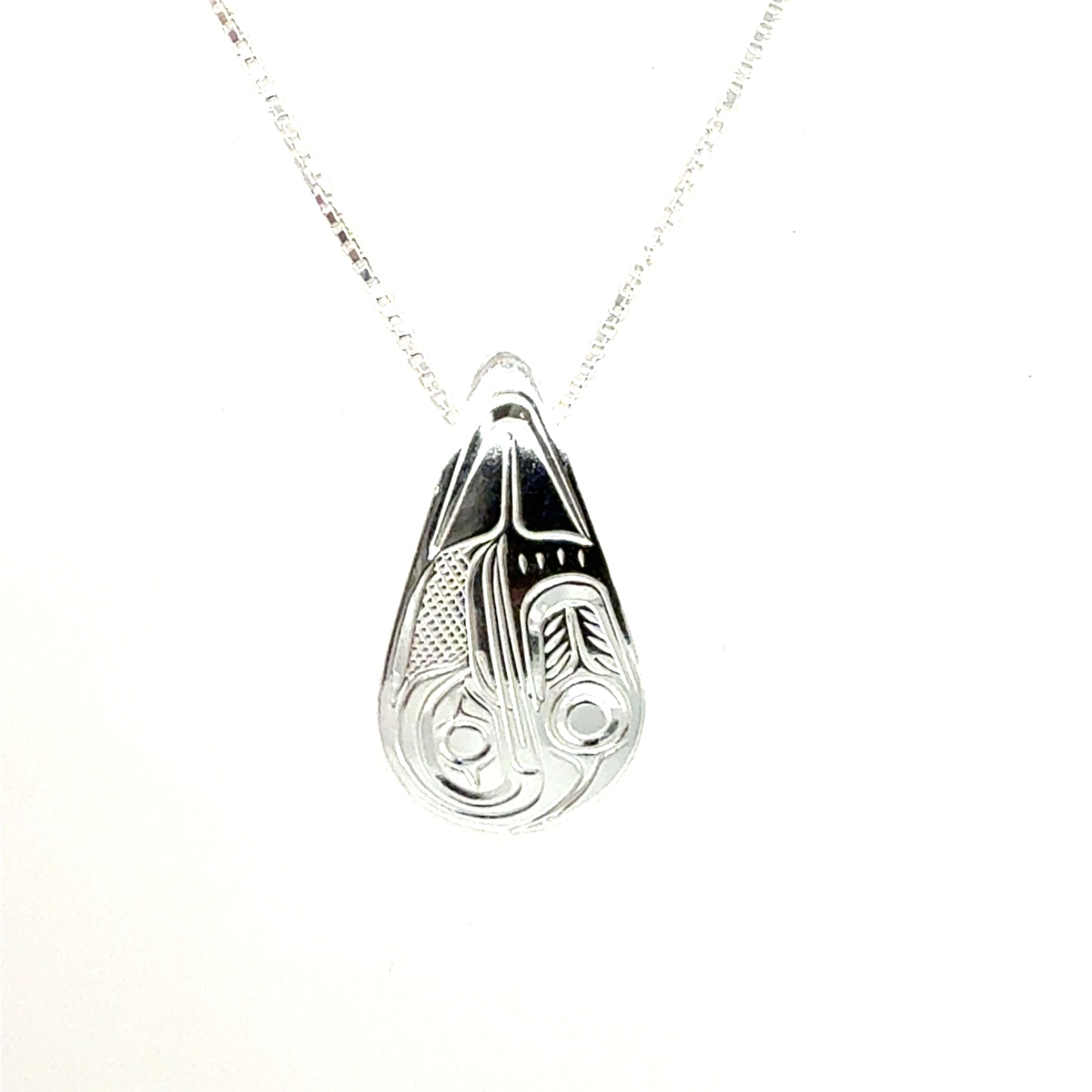 Pendant - Sterling Silver - Small - Teardrop - Hummingbird