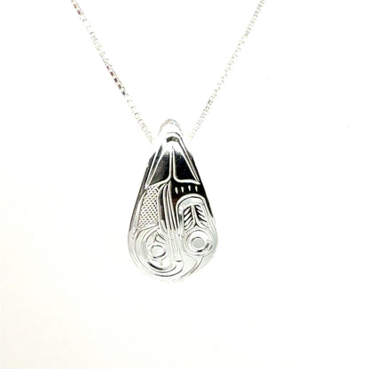Pendant - Sterling Silver - Small - Teardrop - Hummingbird