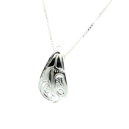 Pendant - Sterling Silver - Small - Teardrop - Hummingbird